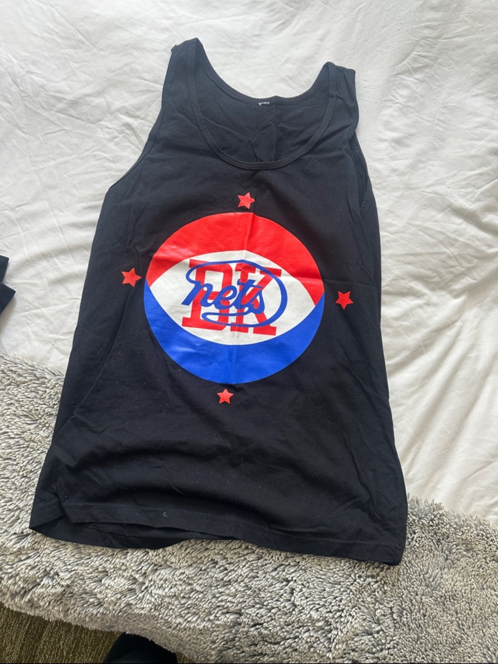 Brooklyn Nets Black Tank Top with Red, White & Blue Logo